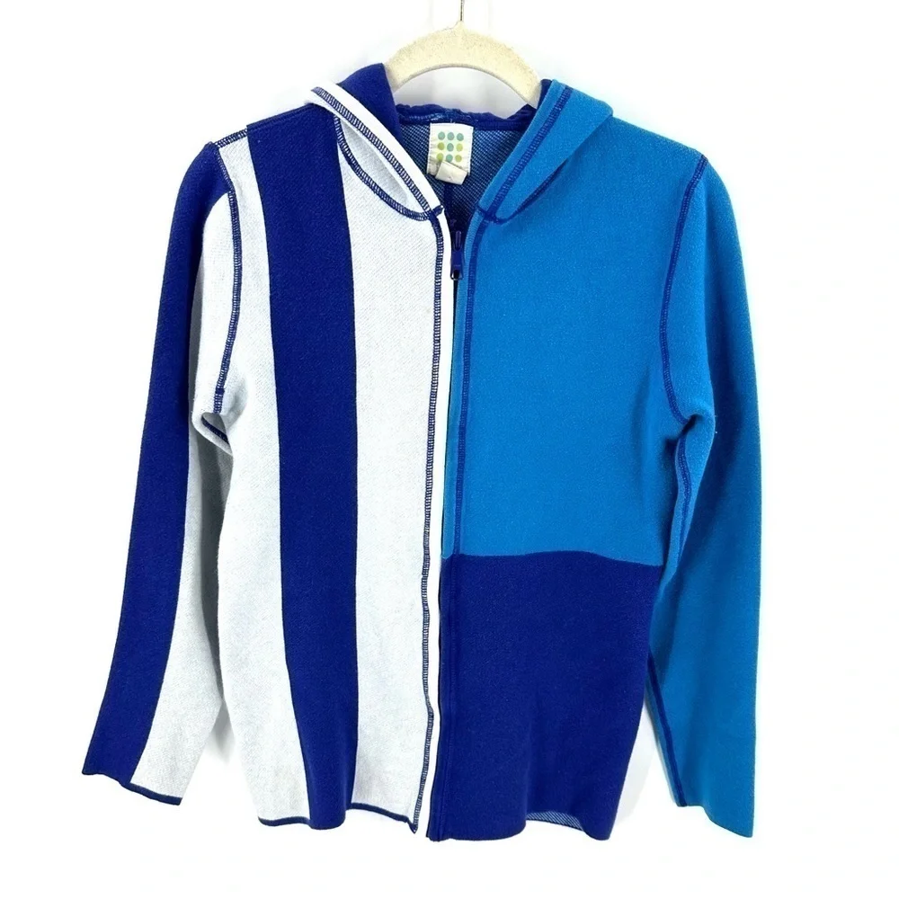 Title Nine Sweater Jacket Womens Medium Wool Blend Colorblock Full Zip Hooded